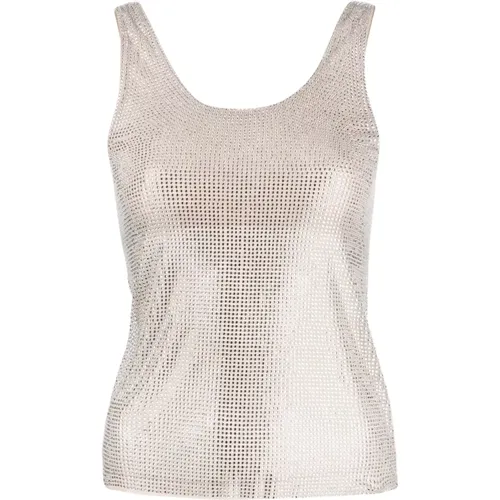 Silver Rhinestone Embellished Sleeveless Top , female, Sizes: XS - Giuseppe Di Morabito - Modalova