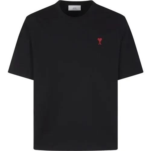 Embroidered Logo T-Shirt , male, Sizes: L, XL, M - Ami Paris - Modalova