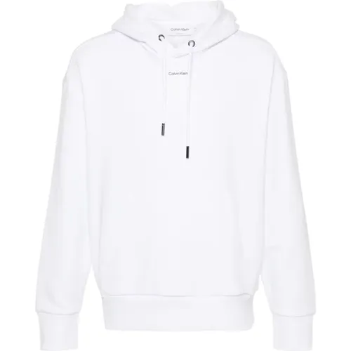 Weißer Pullover Logo Print Hoodie , Herren, Größe: L - Calvin Klein - Modalova