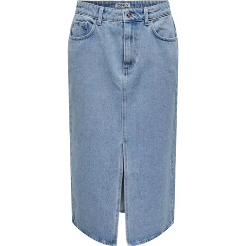 Light Denim Midi Skirt with Split , female, Sizes: XL, M, S - Only - Modalova
