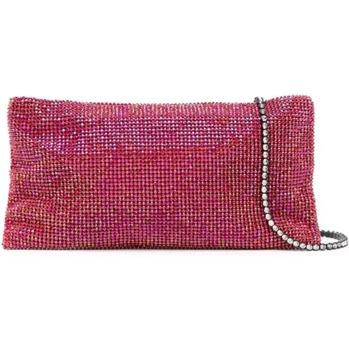 Red Crystal Embellished Clutch Bag , female, Sizes: ONE SIZE - Benedetta Bruzziches - Modalova