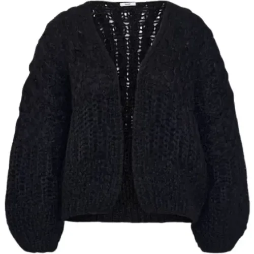 Mohair-Strukturen Bomber Cardigan Schwarz , Damen, Größe: S/M - Maiami - Modalova