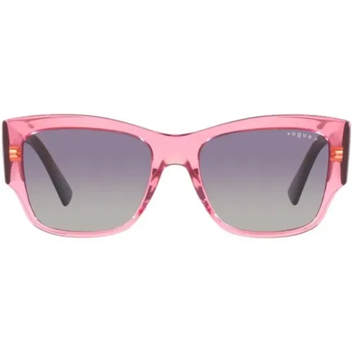Transparente Rosa/Graue Sonnenbrille , Damen, Größe: 54 MM - Vogue - Modalova