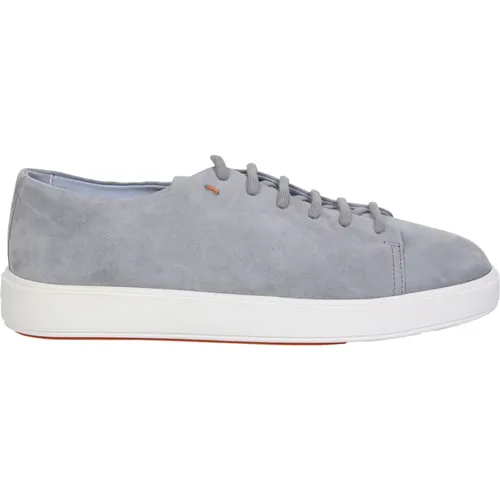 Grey Leather Sneakers Upgrade , male, Sizes: 7 1/2 UK - Santoni - Modalova