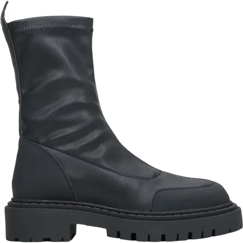 Schwarze Echte Leder Damen Slip-on Stiefeletten Er00113458 , Damen, Größe: 36 EU - Estro - Modalova