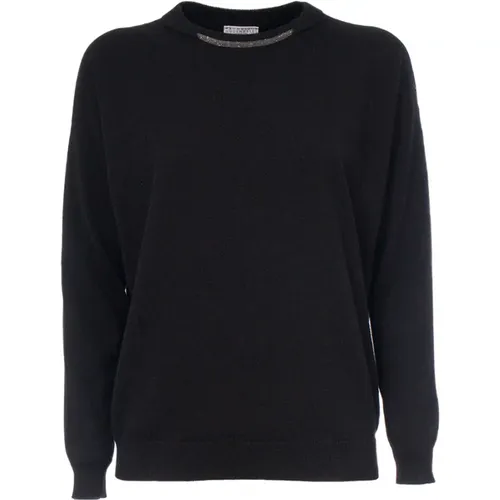 Luxury Cashmere Sweater with Monili Detail , female, Sizes: L, M, XS, S - BRUNELLO CUCINELLI - Modalova