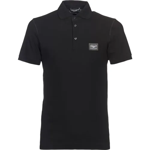 Schwarzes Slim-Fit Poloshirt , Herren, Größe: XL - Dolce & Gabbana - Modalova