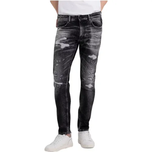 Skinny Fit Broken Edge Jeans , Herren, Größe: W33 L32 - Replay - Modalova