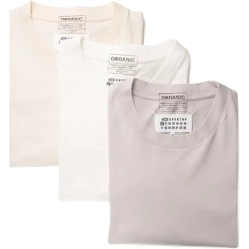 Taupe Beige White Cotton T-Shirt Set , male, Sizes: L - Maison Margiela - Modalova