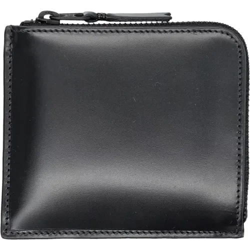 Schwarze Leder-Reißverschluss-Brieftasche Minimalistischer Stil , unisex, Größe: ONE Size - Comme des Garçons - Modalova