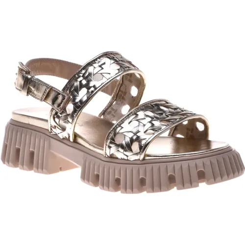 Sandal in platinum laminated eco-leather , female, Sizes: 8 UK, 5 1/2 UK, 4 UK, 6 UK, 5 UK, 7 UK - Baldinini - Modalova