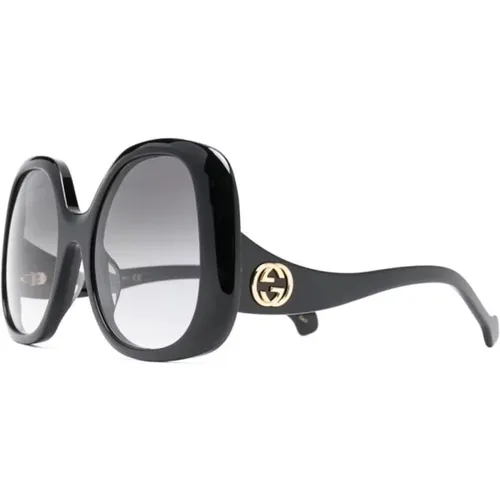 Schwarze Sonnenbrille Stilvoll Alltagstauglich , Damen, Größe: 55 MM - Gucci - Modalova