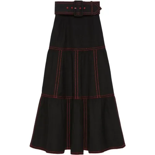 Top-stitch midi skirt , female, Sizes: S - Gucci - Modalova