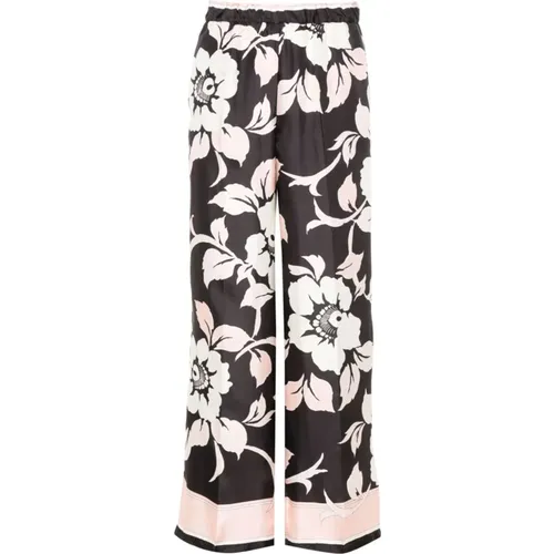 Floral Print Silk Trousers , female, Sizes: L, S - P.a.r.o.s.h. - Modalova