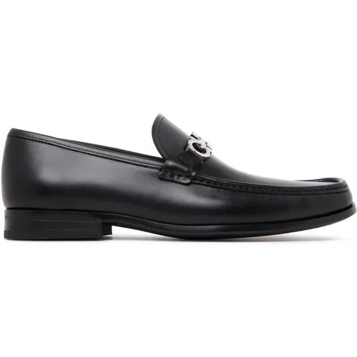 Schwarze Leder Chris Loafers , Herren, Größe: 39 1/2 EU - Salvatore Ferragamo - Modalova