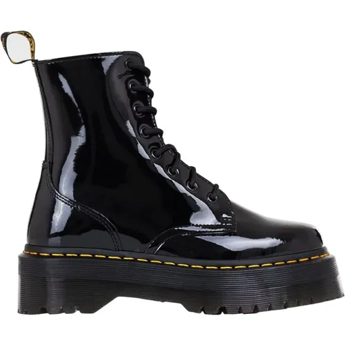 Schwarze Lackleder Plateau-Stiefel , Damen, Größe: 41 EU - Dr. Martens - Modalova