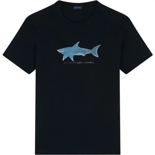 T-shirt in jersey di cotone con stampa shark , male, Sizes: L, 2XL - PAUL & SHARK - Modalova