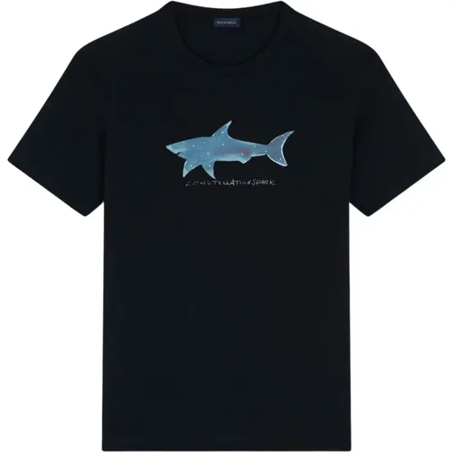T-shirt in jersey di cotone con stampa shark , male, Sizes: M, L, 2XL, XL - PAUL & SHARK - Modalova