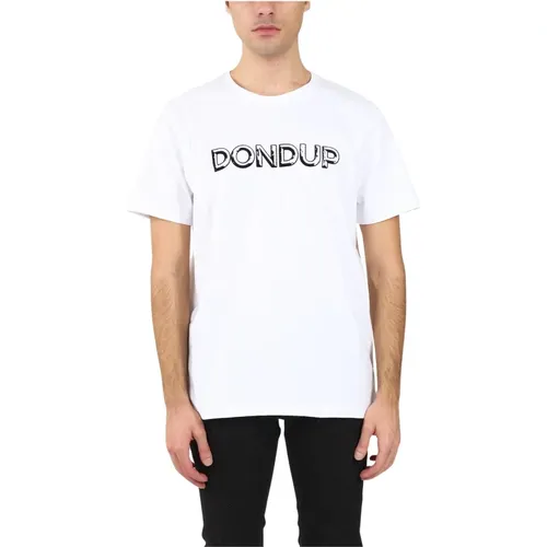 Jersey T-Shirt mit geflocktem Logo , Herren, Größe: XL - Dondup - Modalova