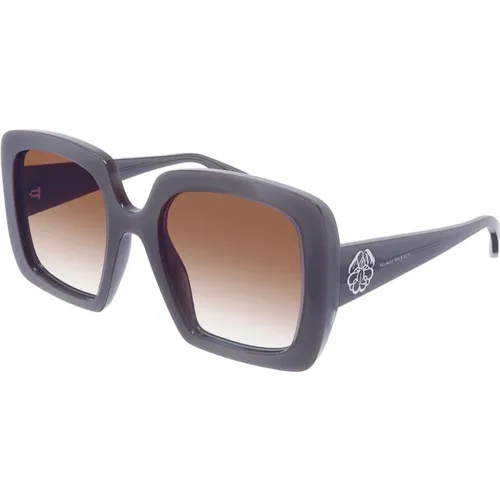 Grey/Brown Shaded Sunglasses , female, Sizes: 54 MM - alexander mcqueen - Modalova