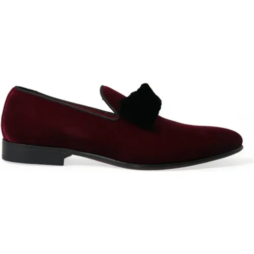 Burgundy Velvet Loafers - Elegance Twist - Dolce & Gabbana - Modalova