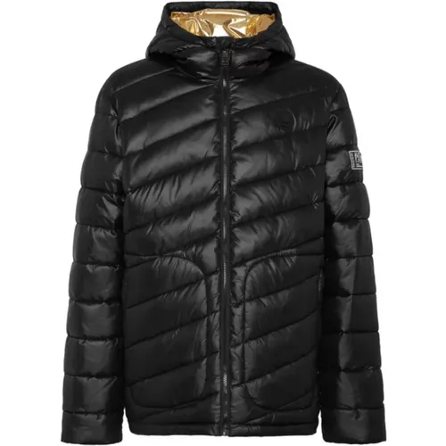 Schwarze Oversize Bomberjacke mit Kapuze - Plein Sport - Modalova