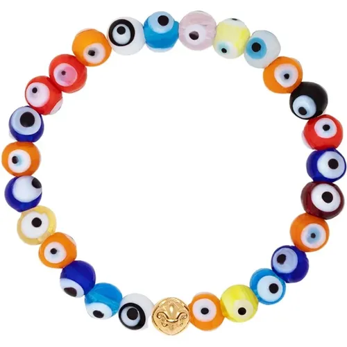 Wristband with Evil Eye Glass Beads , Herren, Größe: XL - Nialaya - Modalova