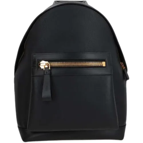 Leather Backpack with Gold Hardware , male, Sizes: ONE SIZE - Tom Ford - Modalova