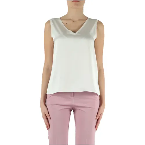 Satin Sleeveless V-Neck Top , female, Sizes: XS, S - Emme DI Marella - Modalova