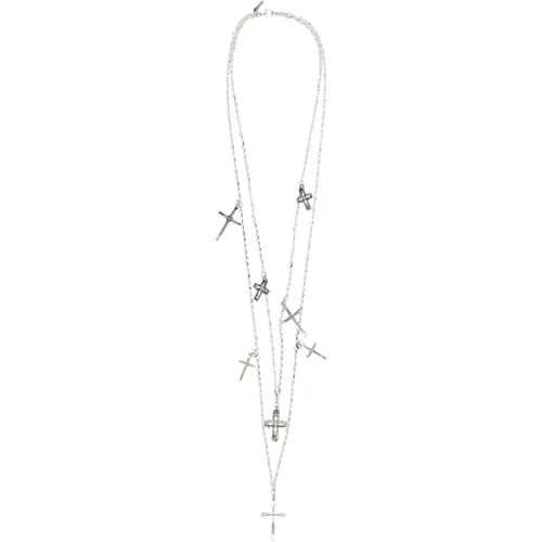 Double Cross Multi Necklace , unisex, Sizes: ONE SIZE - Emanuele Bicocchi - Modalova