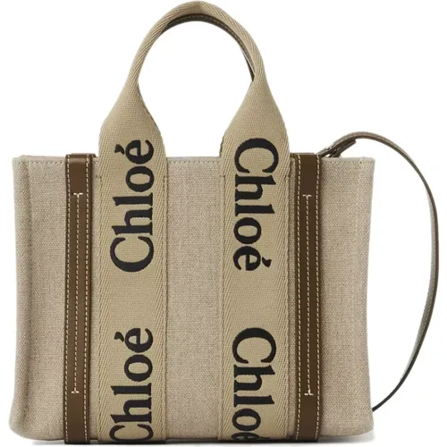 Linen Canvas Tote Bag , female, Sizes: ONE SIZE - Chloé - Modalova