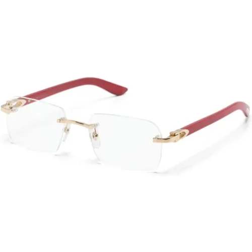Gold Optical Frame for Everyday Use , male, Sizes: 56 MM - Cartier - Modalova
