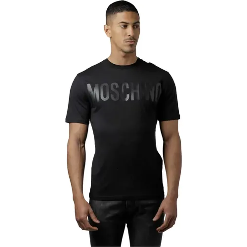 Herren Enganliegendes Logo PU Leder T-Shirt , Herren, Größe: 2XL - Moschino - Modalova