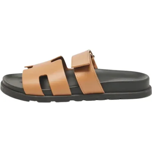 Pre-owned Leather sandals , male, Sizes: 7 1/2 UK - Hermès Vintage - Modalova