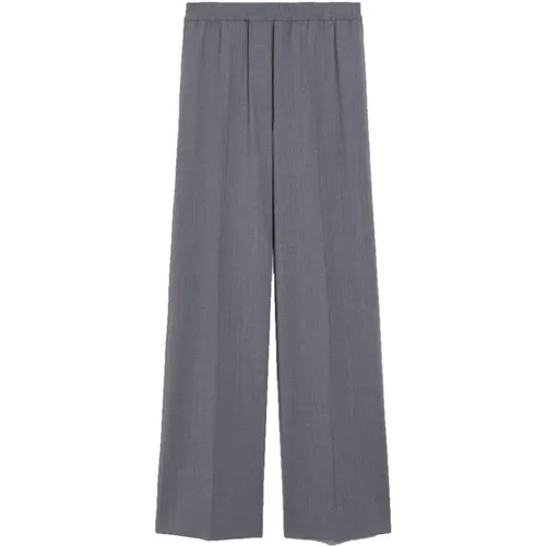 Straight-Fit Wool Trousers with Elasticated Waist , female, Sizes: 2XS - Max Mara Weekend - Modalova