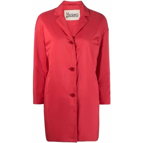 Rote Einreihige Jacke mit Reverskragen , Damen, Größe: XS - Herno - Modalova
