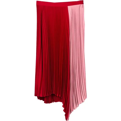 Asymmetrical Pleated Skirt in Magenta , female, Sizes: XS, M, L, S - Maison Kitsuné - Modalova
