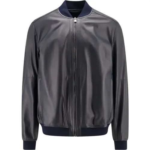 Leather Jacket with Zipper , male, Sizes: 4XL, L, XL, 5XL, 3XL - Corneliani - Modalova