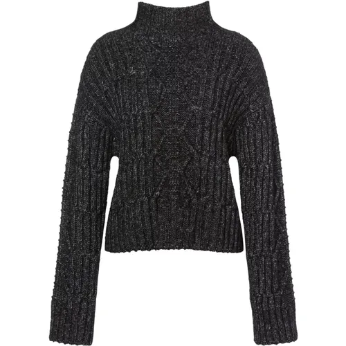 Chunky Strick Schwarzer Pullover , Damen, Größe: M - alberta ferretti - Modalova