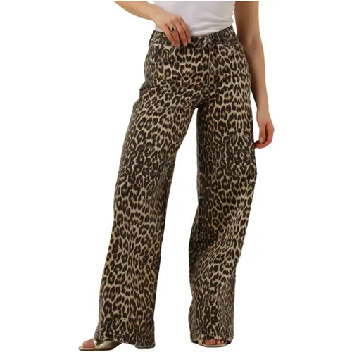 Leopard Denim Panel Hose , Damen, Größe: S - Co'Couture - Modalova