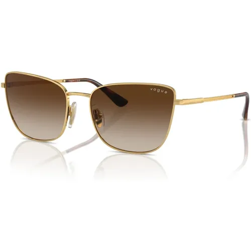 Tortoise Gold/Brown Shaded Sunglasses , female, Sizes: 56 MM - Vogue - Modalova
