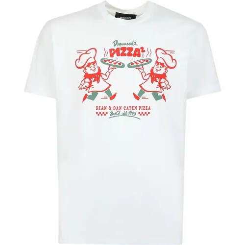 Pizza Twins Graphic Print T-Shirt , male, Sizes: S - Dsquared2 - Modalova