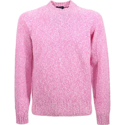 Fuchsia Wollpullover, Rundhalsausschnitt, Gerippt - Drumohr - Modalova