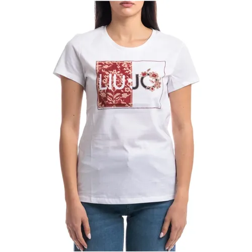 Printed T-shirt with applications , female, Sizes: XL, L - Liu Jo - Modalova