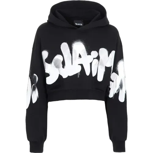 Schwarzer Logo Crop Hoodie Streetwear , Damen, Größe: M - Disclaimer - Modalova