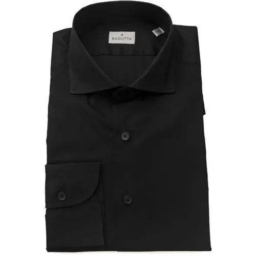 Elegantes Slim Fit Schwarzes Hemd mit Französischem Kragen , Herren, Größe: XL - Bagutta - Modalova