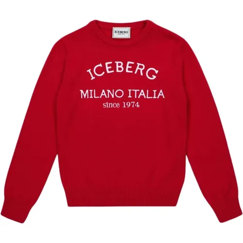 Kids - crew neck sweater with logo , Herren, Größe: XL - Iceberg - Modalova