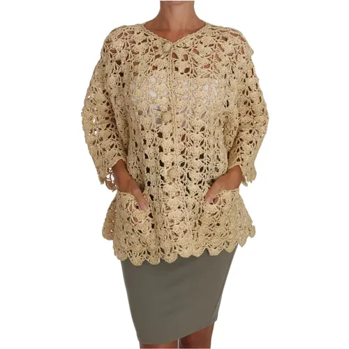 Crochet Knit Raffia Cardigan , female, Sizes: XS - Dolce & Gabbana - Modalova