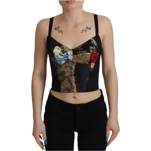 Elegant Floral Corset Top Blouse , female, Sizes: 3XS - Dolce & Gabbana - Modalova