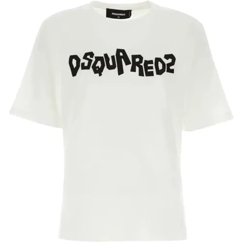 Klassisches T-Shirt,Weiße Baumwoll-T-Shirt - Dsquared2 - Modalova